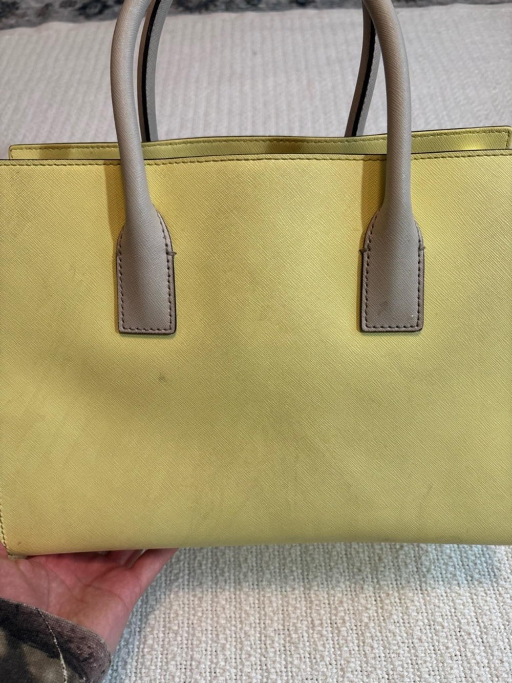kate spade Yellow and Light Gray Leather Top-Handle Tote - Picture 4 of 9